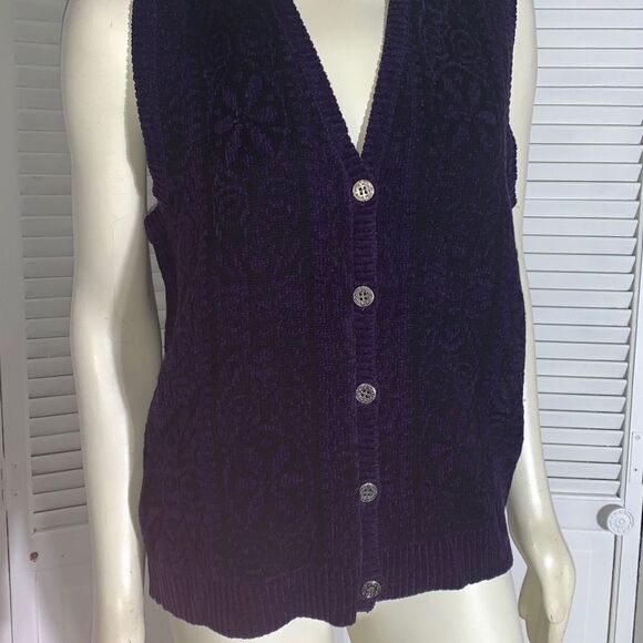 Vintage Wool Blend Oversized Button Down V Neck Vest Size Medium - Picture 1 of 15